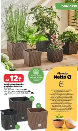 Netto Kwadratowa doniczka z wkładem Rato Low oferta