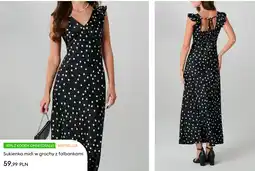 Sinsay Sukienka midi w grochy z falbankami oferta