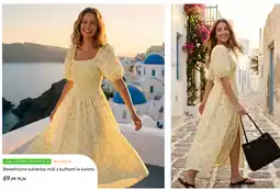 Sinsay Bawełniana sukienka midi z bufkami w kwiaty oferta