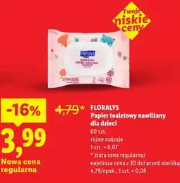 Lidl Papier toaletowy nawilżany dla dzieci FLORALYS oferta