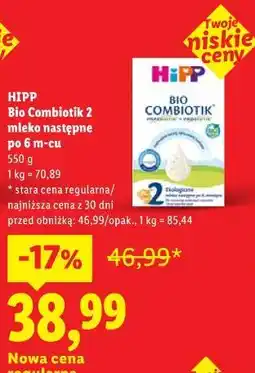 Lidl HIPP Bio Combiotik 2 mleko następne po 6 m - cu oferta