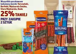 Dino Wszystkie paczkowane kabanosy marek: Tarczyński, Berlinki, Wędzarnia Smaku, Stara Wędzarnia, Duda oferta