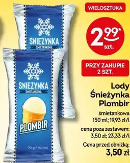 Żabka Lody Śnieżynka Plombir oferta
