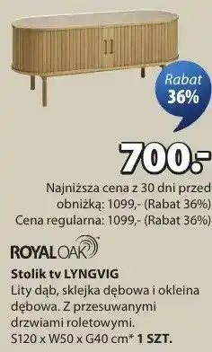 JYSK Stolik tv dąb, sklejka i okleina dębowa. Z przesuwnymi drzwiami z rowkami S120 x W50 x G40 cm oferta