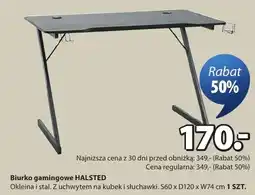 JYSK Biurko gamingowe Halsted okleina i stal z uchwytem na kubek i słuchawki oferta