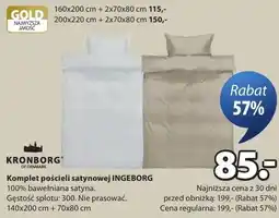 JYSK Komplet pościeli satynowej Ingeborg 200x220cm + 2x70x80cm oferta