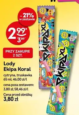 Żabka Lody Ekipa Koral cytryna, truskawka oferta