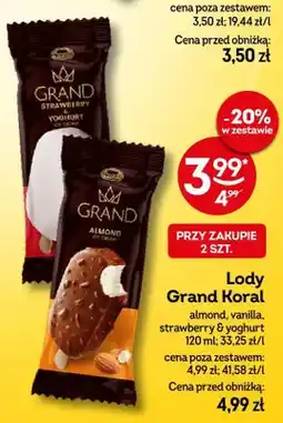 Żabka Lody Grand Koral almond, vanilla, strawberry & yoghurt oferta