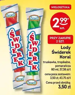 Żabka Lody Świderek Koral truskawka, tropikalne, pomarańcza oferta