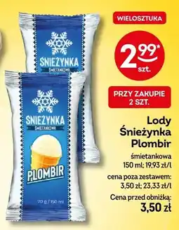 Żabka Lody Śnieżynka Plombir śmietankowa oferta