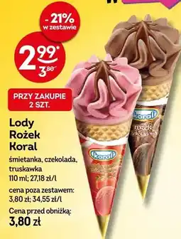 Żabka Lody Rożek Koral śmietanka, czekolada, truskawka oferta