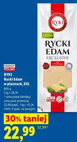 Lidl Rycki Edam w plastrach, XXL 800 g RYKI oferta