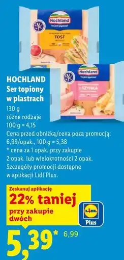 Lidl Ser topiony w plastrach 130 g HOCHLAND oferta