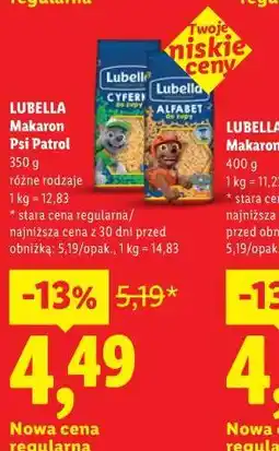 Lidl LUBELLA Makaron Psi Patrol oferta