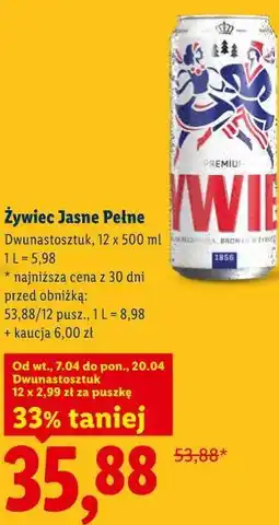 Lidl Żywiec Jasne Pełne Dwunastosztuk oferta