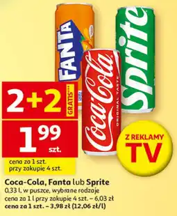 Auchan Coca-Cola, Fanta lub Sprite 0,33 l, w puszce, wybrane rodzaje oferta