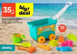 Dealz Zestaw do piasku z wózkiem zawiera: wózek, konewkę, grabki, łopatkę oraz 6 foremek oferta