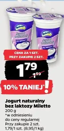Netto Jogurt naturalny bez laktozy Miletto oferta