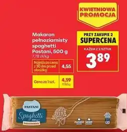 Biedronka Makaron pełnoziarnisty spaghetti Pastani oferta