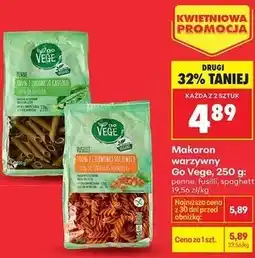 Biedronka Makaron warzywny Go Vege, 250 g: penne, fusilli, spaghetti oferta