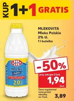 Kaufland MLEKOVITA Mleko Polskie 2% tł. 1 l butelka oferta