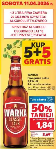 Kaufland WARKA Piwo jasne pełne 5,2% alk. 0,5 l butelka zwrotna oferta