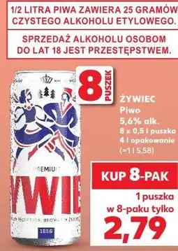 Kaufland ŻYWIEC Piwo 5,6% alk. 8 x 0,5 l puszka 4 l opakowanie (=1 l 5,58) oferta