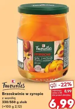 Kaufland Favourites Brzoskwinie w syropie z wanilią 330/550 g słoik oferta