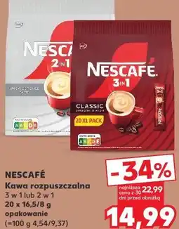 Kaufland NESCAFÉ Kawa rozpuszczalna 3 w 1 lub 2 w 1 20 x 16,5/8 g opakowanie oferta