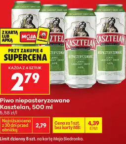 Biedronka Piwo niepasteryzowane Kasztelan oferta