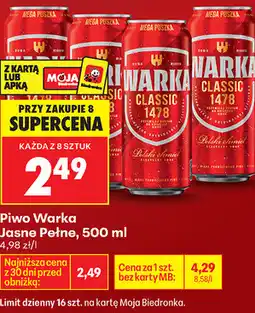 Biedronka Piwo Warka Jasne Pełne oferta