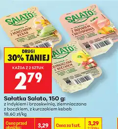 Biedronka Sałatka Salato, 150 g: z indykiem i brzoskwinią, ziemniaczana z boczkiem, z kurczakiem kebab oferta
