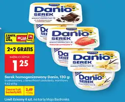 Biedronka Serek homogenizowany Danio, 130 g: truskawkowy, z kawałkami czekolady, waniliowy oferta