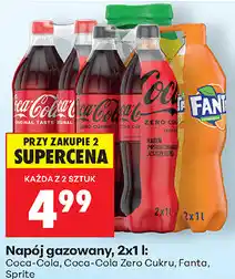 Biedronka Napój gazowany, 2x1 l: Coca-Cola, Coca-Cola Zero Cukru, Fanta, Sprite oferta
