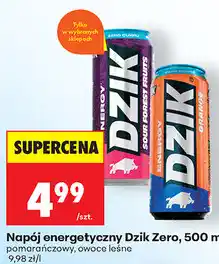 Biedronka Napój energetyczny Dzik Zero, 500 ml: pomarańczowy, owoce leśne oferta