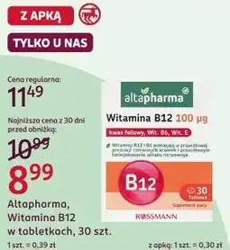 Rossmann Altapharma, Witamina B12 w tabletkach, 30 szt oferta
