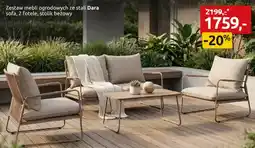 Black Red White Zestaw mebli ogrodowych ze stali sofa, 2 fotele, stolik beżowy oferta