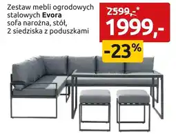 Black Red White Zestaw mebli ogrodowych stalowych sofa narożna, stół, 2 siedziska z poduszkami oferta