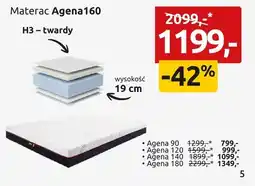 Black Red White Materac Agena 160 H3 - twardy oferta