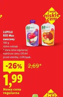 Lidl Mus owocowy Bio różne rodzaje oferta