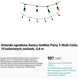 Biedronka Girlanda ogrodowa Sanico Goldlux Party C Multi Color, 10 kolorowych żarówek, 5,6 m oferta