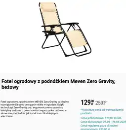 Biedronka Fotel ogrodowy z podnóżkiem Meven Zero Gravity, beżowy oferta