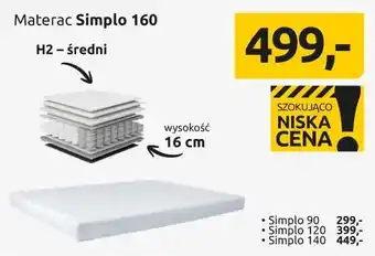 Materac sprężynowy kieszeniowy Simplo 160x200 H2