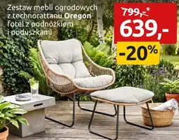 Black Red White Zestaw mebli ogrodowych z technorattanu Oregon fotel z podnóżkiem brązowo-szary oferta
