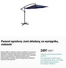 Biedronka Parasol ogrodowy Jumi składany, na wysięgniku, niebieski oferta