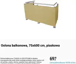 Biedronka Osłona balkonowa, 75x600 cm, piaskowa Decoteam oferta