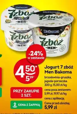 Żabka Jogurt 7 zbóż Men Bakoma brzoskwinia-gruszka oferta