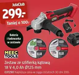 Jula MEEC TOOLS Zestaw ze szlifierką kątową 18 V 4,0 Ah Ø125 mm oferta