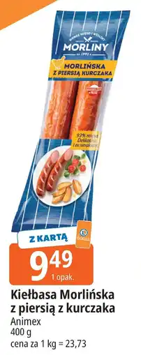 E.Leclerc Kiełbasa Morlińska z piersią z kurczaka Animex oferta