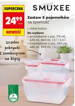 Biedronka Zestaw 5 pojemników na żywność SMUKEE oferta